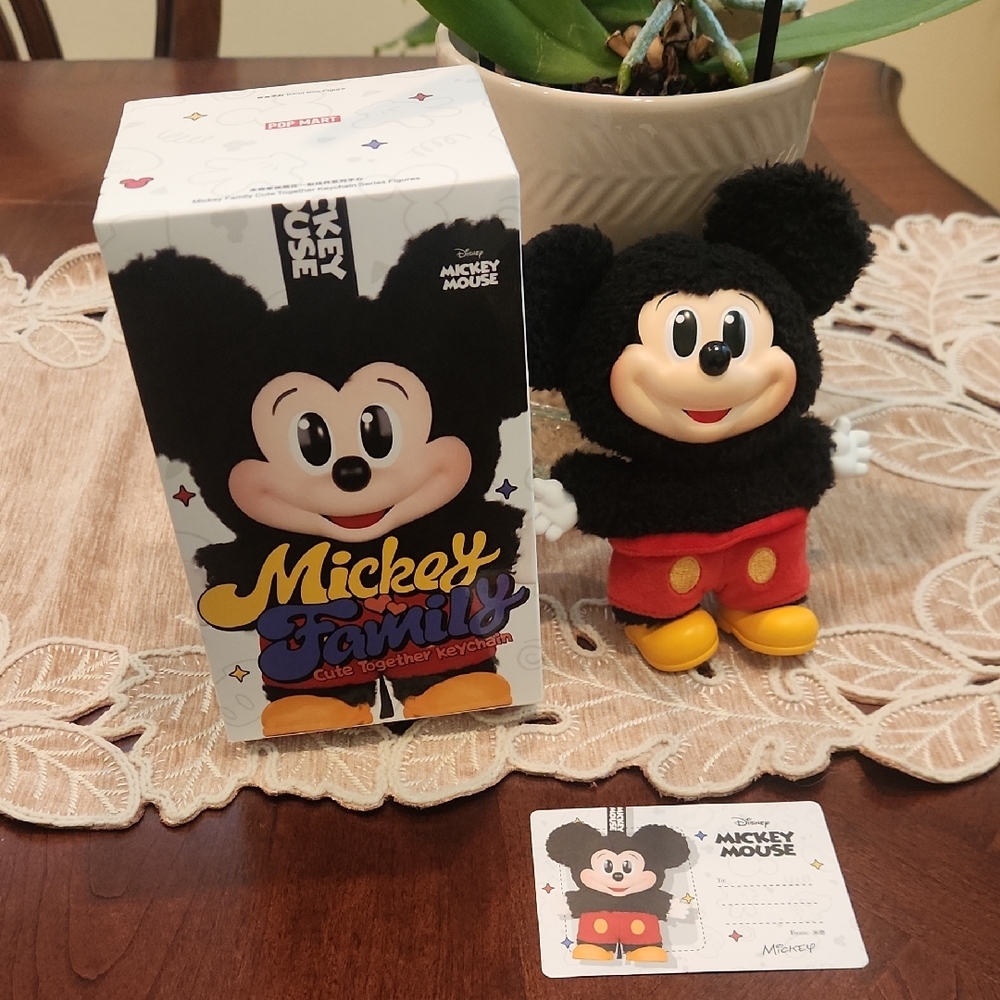 Disney Popmart Mickey Mouse Plush Keychain - Black, Red, Yellow